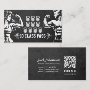 Fitness Trainer Gym Kettlebell Class Pass Loyalty Business Card