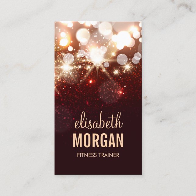 Fitness Trainer - Modern Glitter Sparkle Business Card (Front)