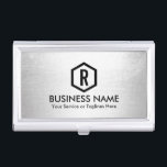 Fitness Trainer Modern Silver Monogram Business Card Holder<br><div class="desc">Fitness Trainer Modern Silver Monogram Business Card Holder.</div>