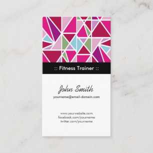 Fitness Trainer Pink Abstract Geometry Business Card