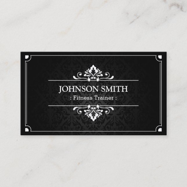 Fitness Trainer - Shadow of Damask Business Card (Front)