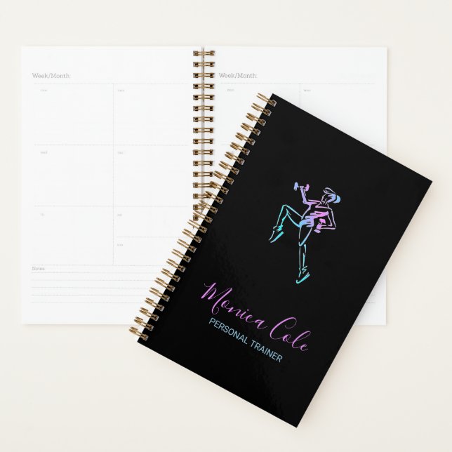 Fitness trainer silhouette black planner (Display)