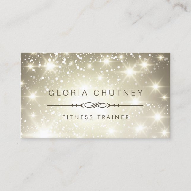 Fitness Trainer - Sparkling Bokeh Glitter Business Card (Front)