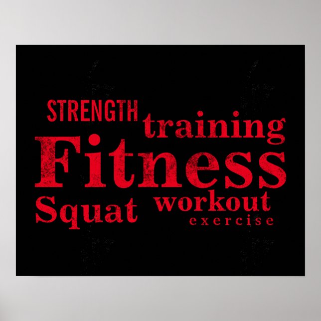 Fitness Training Cool Red Bold Texts GYM Workout Poster (Front)