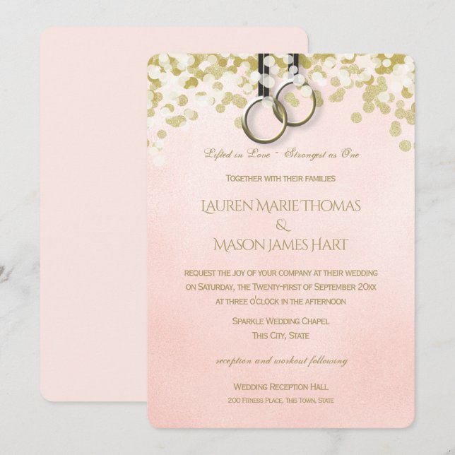 Fitness Training Gymnastic Rings Wedding Invitation (Front/Back)