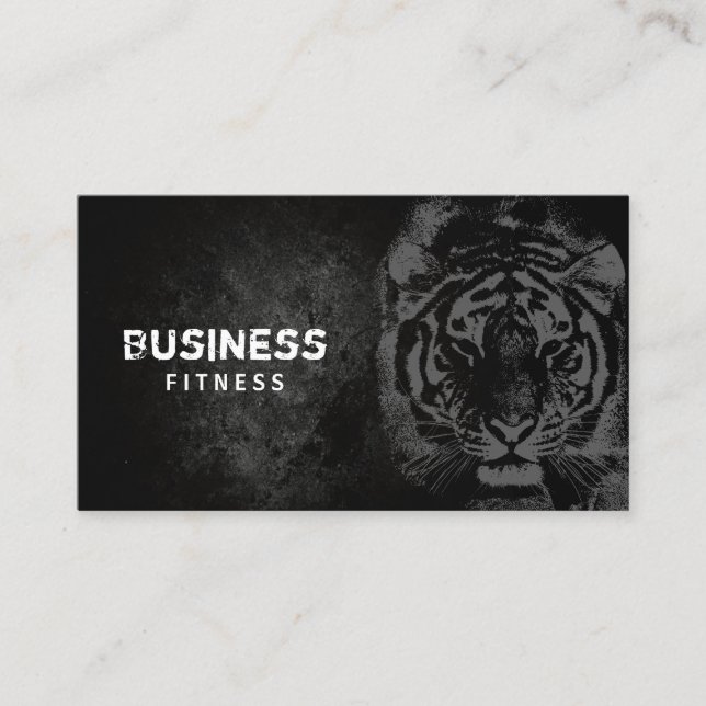 Fitness Training Professional Black & White Tiger Business Card (Front)