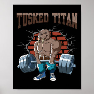Fitness Walrus Doing Deadlift Workout Training Gym Poster