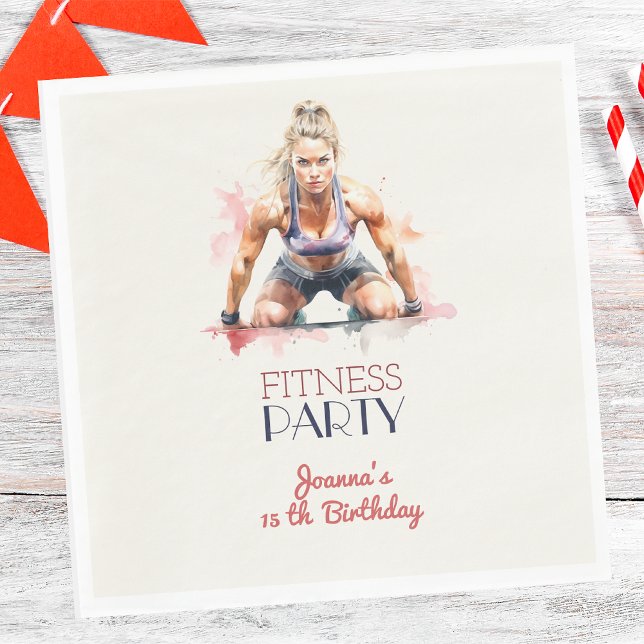 Fitness watercolor sport girl birthday party napkin (Creator Uploaded)
