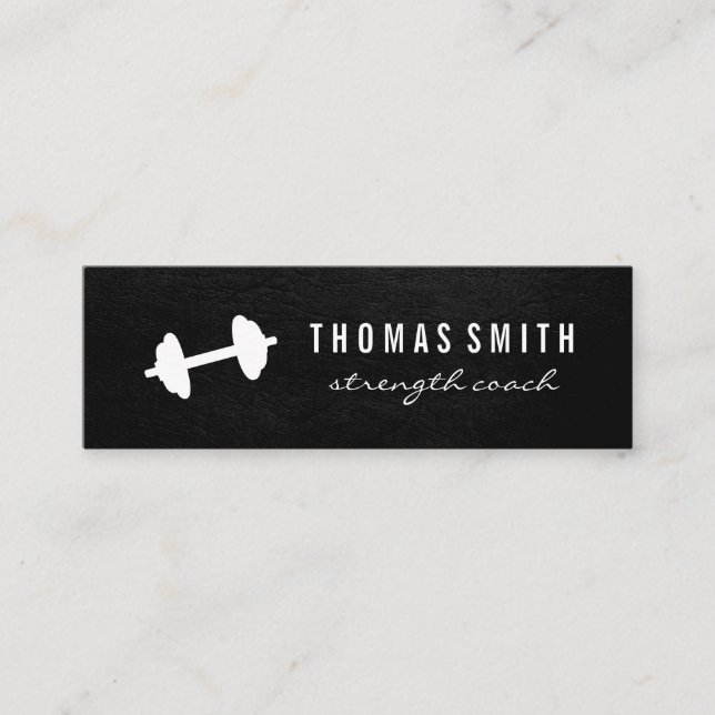 Fitness Weight Black Distressed Texture Mini Business Card (Front)