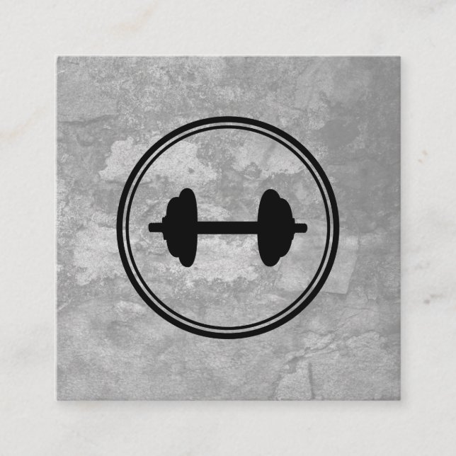 Fitness Weight Grey Texture Square Business Card (Front)