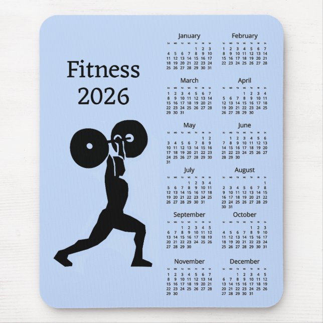 Fitness Weight Lifting 2026 Calendar Mouse Mat (Front)