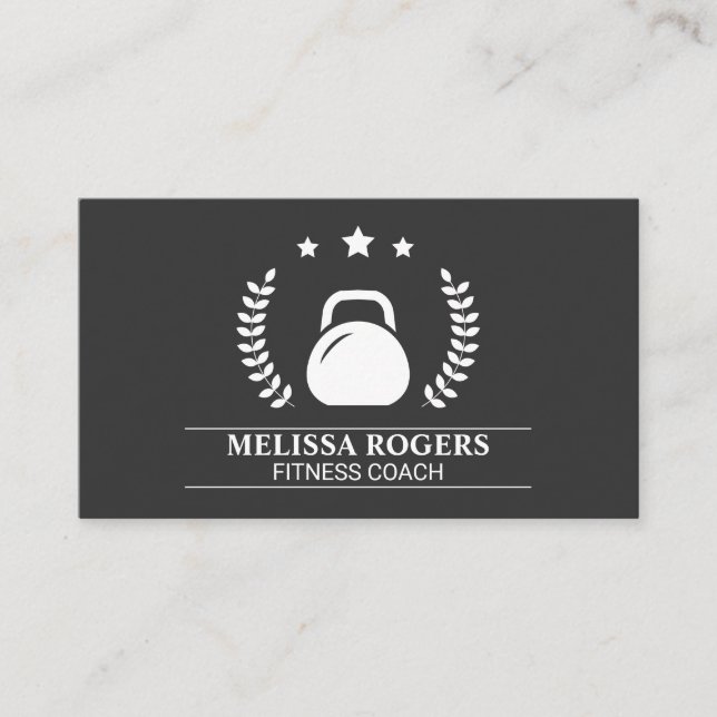 Fitness Weight Simple Black and White Business Card (Front)