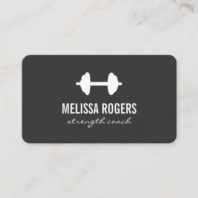Fitness Weight Simple Black and White Business Card (Front)