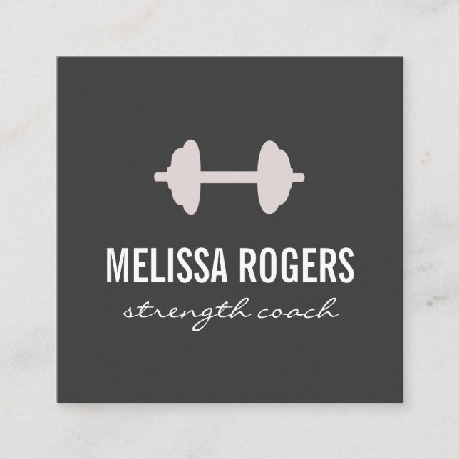 Fitness Weight Simple Grey Square Business Card (Front)