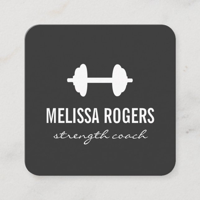 Fitness Weight Simple Grey Square Business Card (Front)
