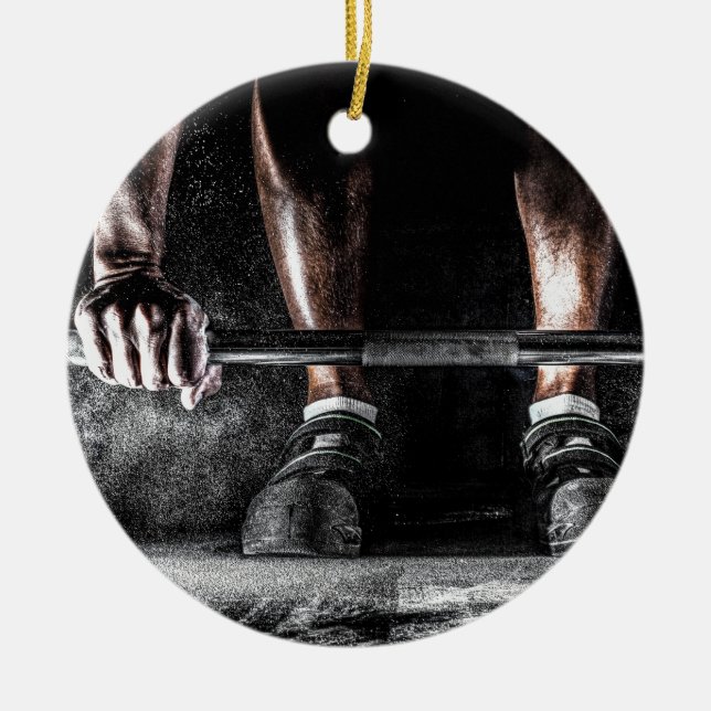 Fitness Weightlifting Gym Workout Ceramic Tree Decoration (Front)