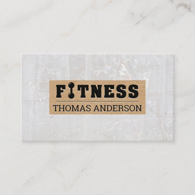 Fitness | White Marble Business Card (Front)