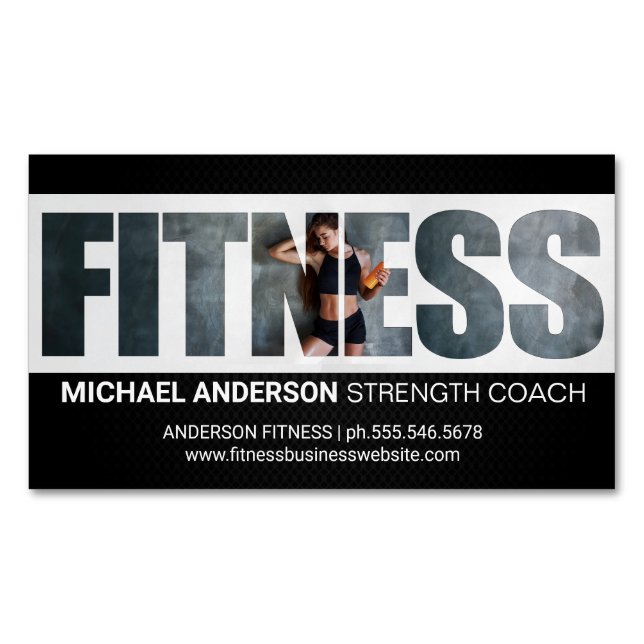 Fitness | Woman at the Gym Magnetic Business Card (Front)