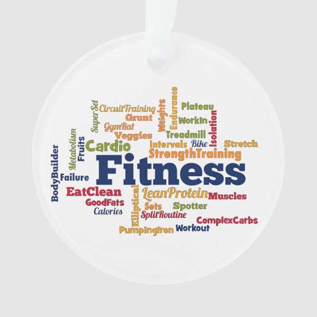 Fitness Word Cloud Ornament (Front)