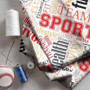 Fitness Word Cloud Red/Black ID284 Fabric