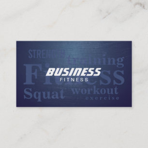 Fitness Words Cool Blue Metal Personal Trainer Business Card