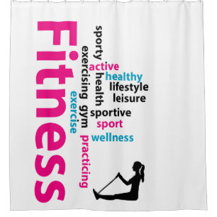 Fitness words shower curtain