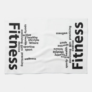 Fitness words tea towel
