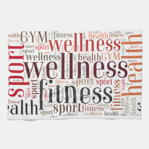 Fitness words tea towel