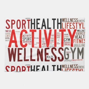 Fitness words tea towel