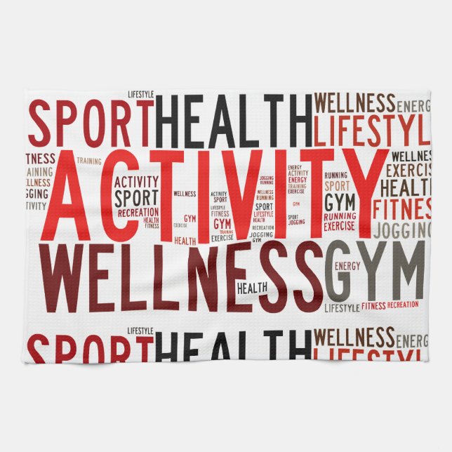 Fitness words tea towel (Horizontal)