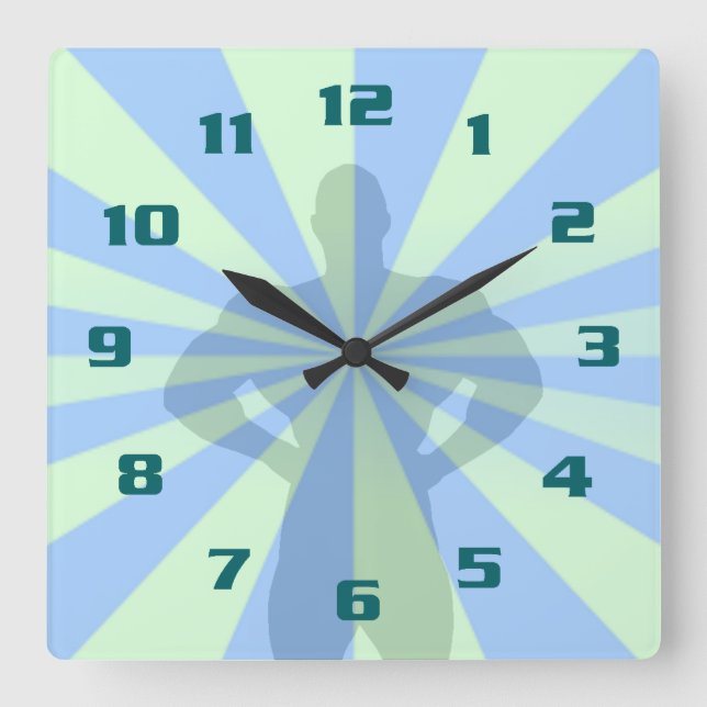 Fitness Workout and Gym Square Wall Clock (Front)