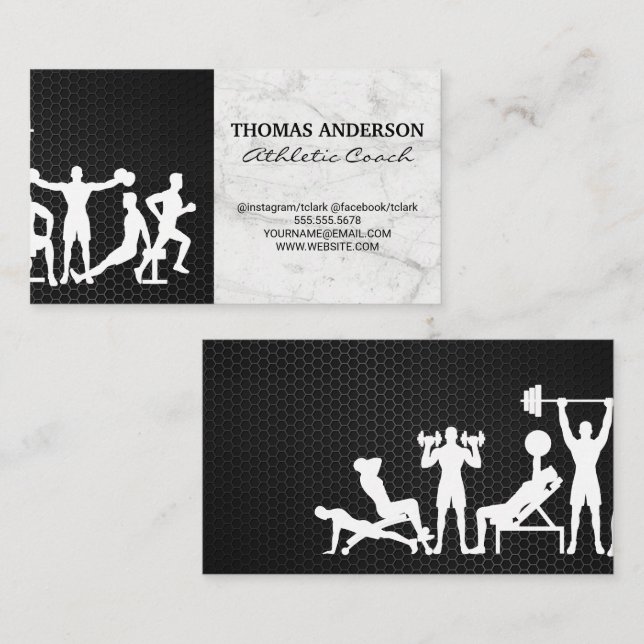 Fitness | Workout Exercises Business Card (Front/Back)