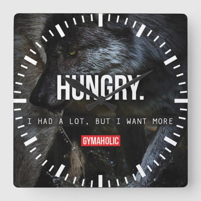 Fitness Workout Gym Motivation Square Wall Clock (Front)