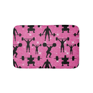 Fitness Workout Gym Sport Pink Glitter Bath Mat