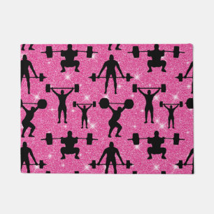 Fitness Workout Gym Sport Pink Glitter Doormat