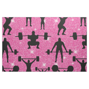 Fitness Workout Gym Sport Pink Glitter Fabric