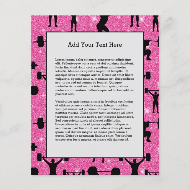 Fitness Workout Gym Sport Pink Glitter Flyer (Front)