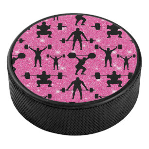 Fitness Workout Gym Sport Pink Glitter Hockey Puck