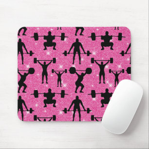 Fitness Workout Gym Sport Pink Glitter Mouse Mat