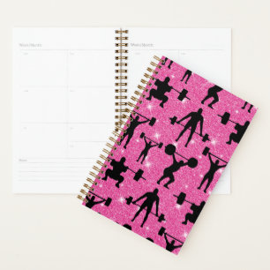 Fitness Workout Gym Sport Pink Glitter Planner