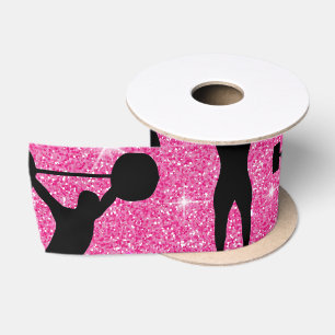 Fitness Workout Gym Sport Pink Glitter Satin Ribbon