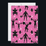 Fitness Workout Gym Sport Pink Glitter Thank You Card<br><div class="desc">Weightlifting is an Olympic sport that consists of lifting the maximum weight possible on a bar at the ends of which several discs are attached,  which are what determine the final weight that is lifted from the ground to above the head.</div>
