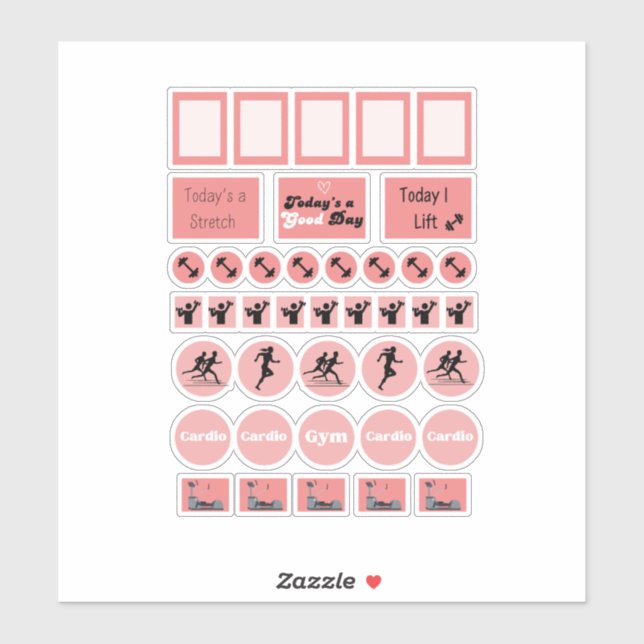 Fitness Workouts Gym Days Planner Page Stickers  (Sheet)