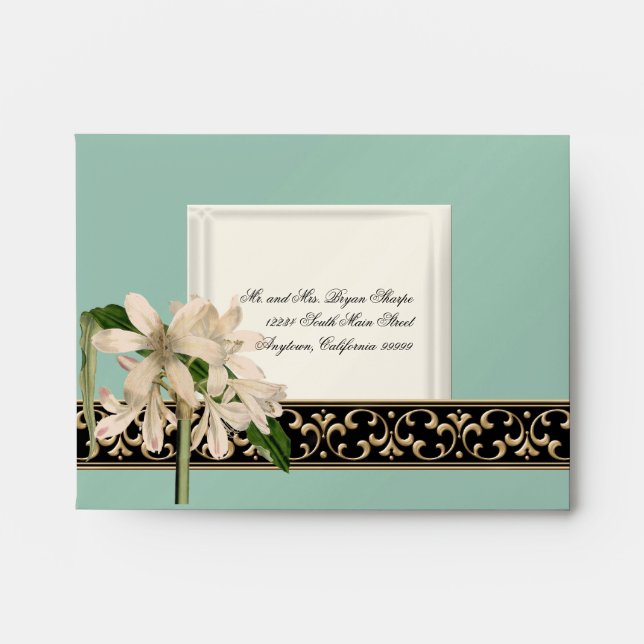 Fits A2 Baroque Vintage Lily Gold Invite Envelope (Front)