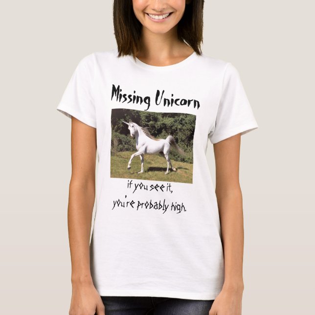 (FITTED) "MISSING UNICORN" BABY DOLL SHIRT (Front)