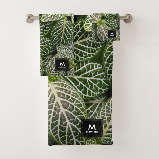 Fittonia Mosaic Plant with Variegated Leaves Bath Towel Set (Insitu)