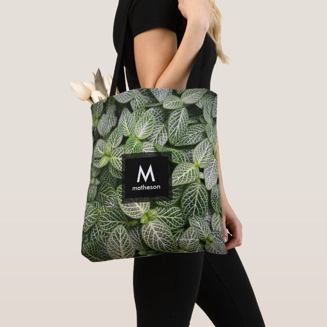 Fittonia Mosaic Plant with Variegated Leaves Tote Bag (Close Up)