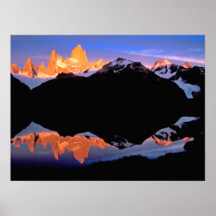 Fitz Roy Group Reflected in Glacial Lakes Poster