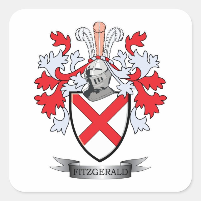 Fitzgerald Coat of Arms Square Sticker (Front)