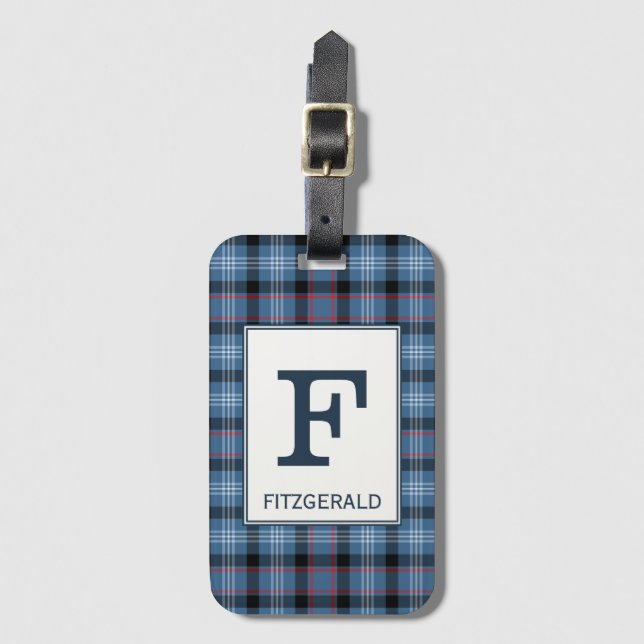 Fitzgerald Tartan Blue Plaid Pattern Luggage Tag (Front Vertical)